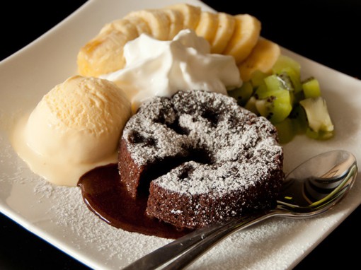 Chocolate Lava Cake With Banana Dulce De Creame